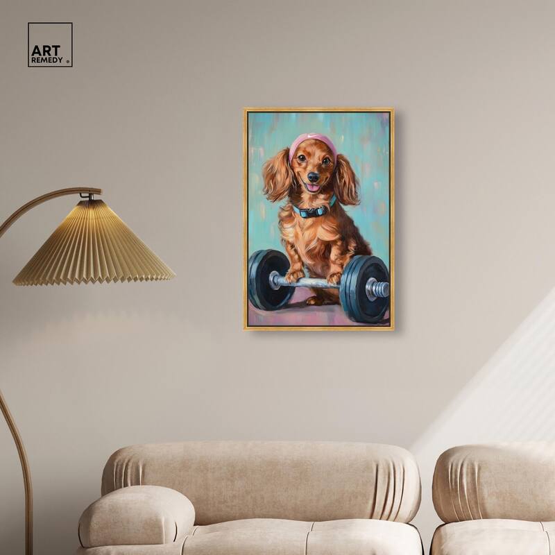 Cute Doxxie Work Out Canvas by Art Remedy