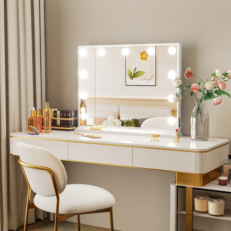 Hollywood LED Makeup Mirror Desktop Bluetooth RGB Vanity Mirror with USB Charging Port