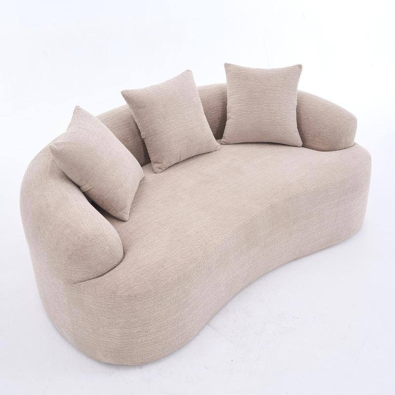 2-Seater Plush Curved Sofa,Pink Chenille,Compact,No Assembly,300lbs