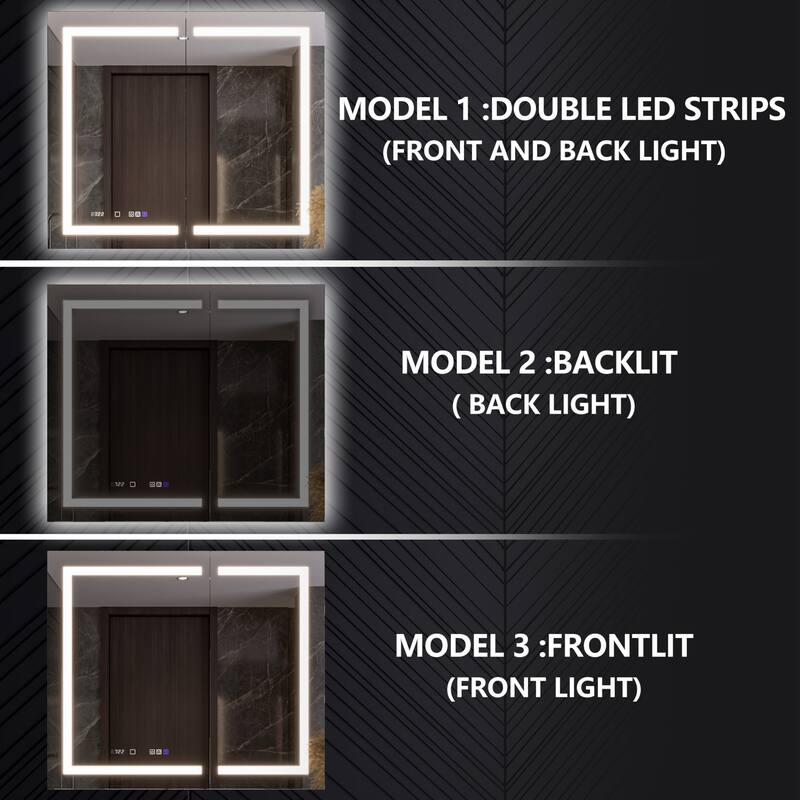 Modland 24"-42W x 36"H LED Medicine Cabinet Mirror with USB Charging,10x Magnifying Mirror