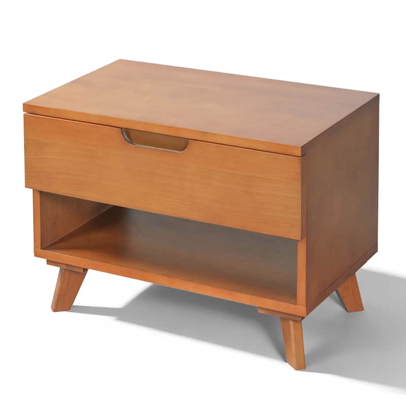 Christopher Knight Home - 23.9"W Mid-Century Nightstand with Solid Rubber Wood Legs