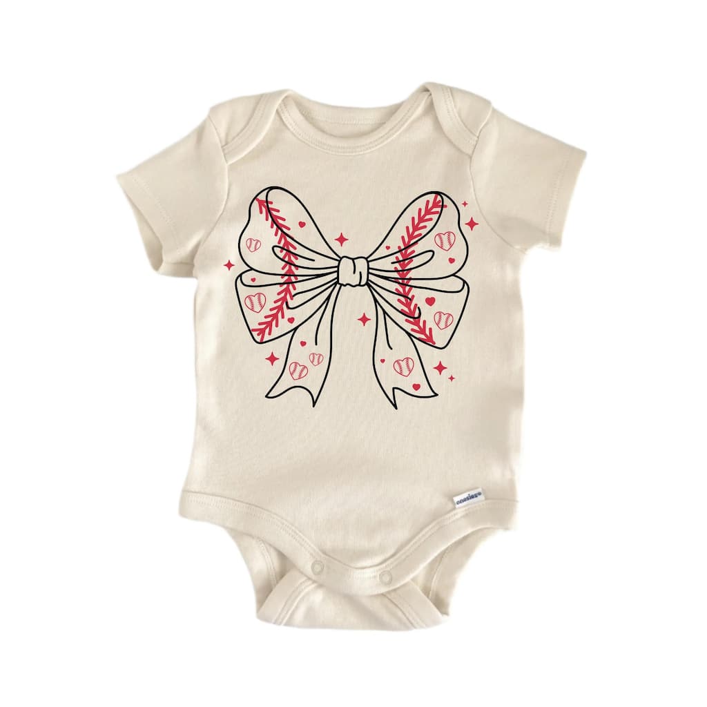 Baseball Bow - Baby Boy Girl Clothes Bodysuit Funny Cute
