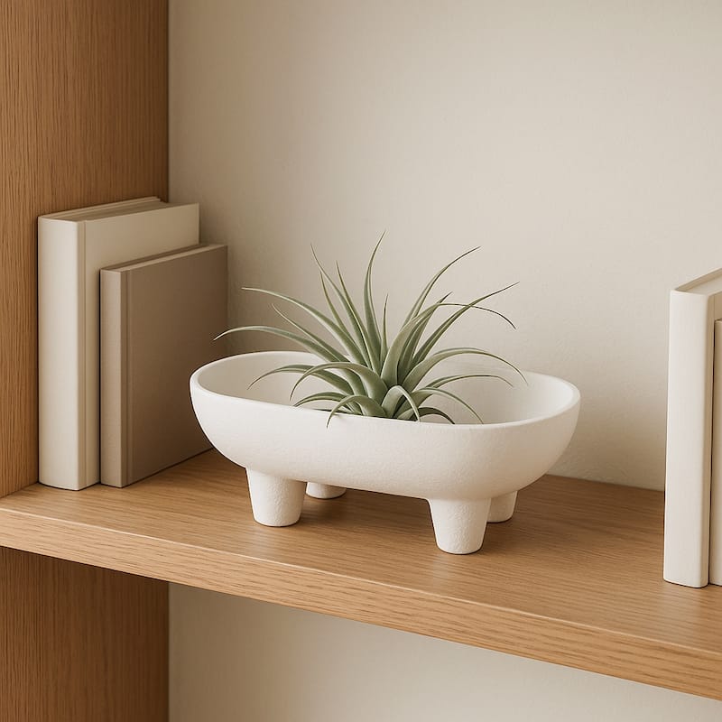 Decorative Ceramic Rounded Rectangle Bowl - Home Decor - 10", White - 10.0"