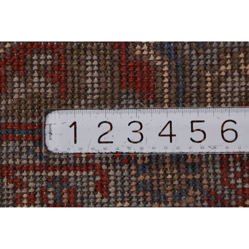 Hand Knotted Oriental 100% Wool Carpet Traditional Geometric Greys & Charcoal Heriz (serapi) Runner Rug - 8' 2'' X 2' 7''