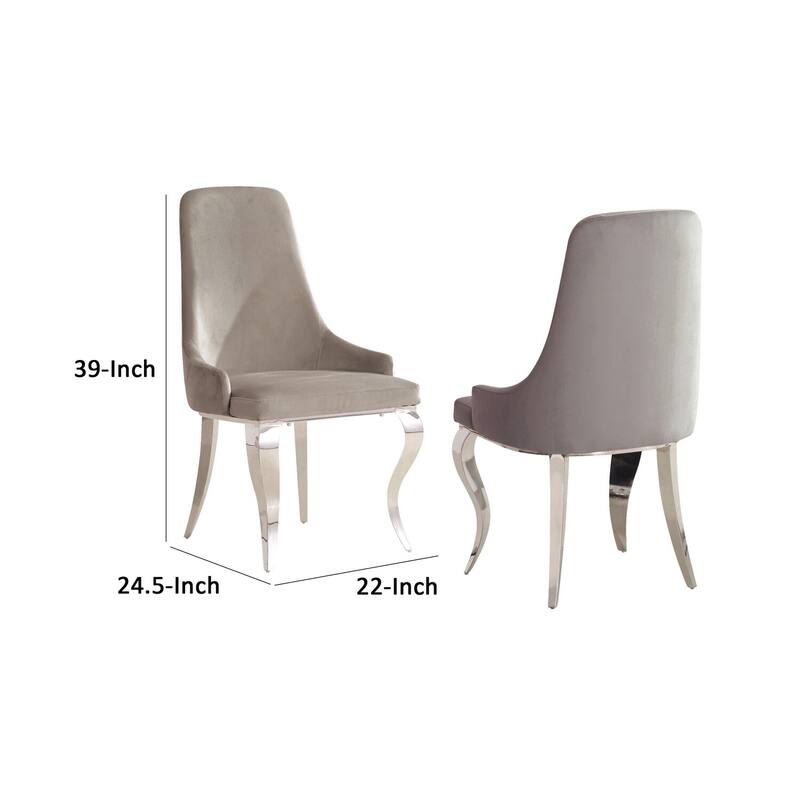 Silver/Gray Velvet Upholstered Metal Frame Dining Chair, Set of 2, Sturdy Dining Chair for Dining Rooms - 23.5