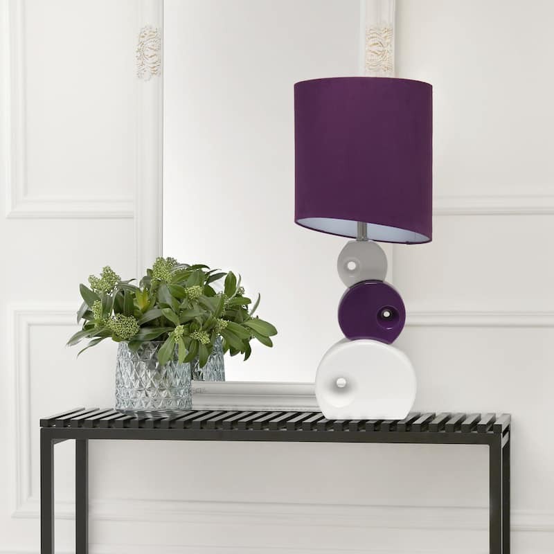 Stacked Circle Table Lamp with Angled Drum Shade - 28.5" - Purple
