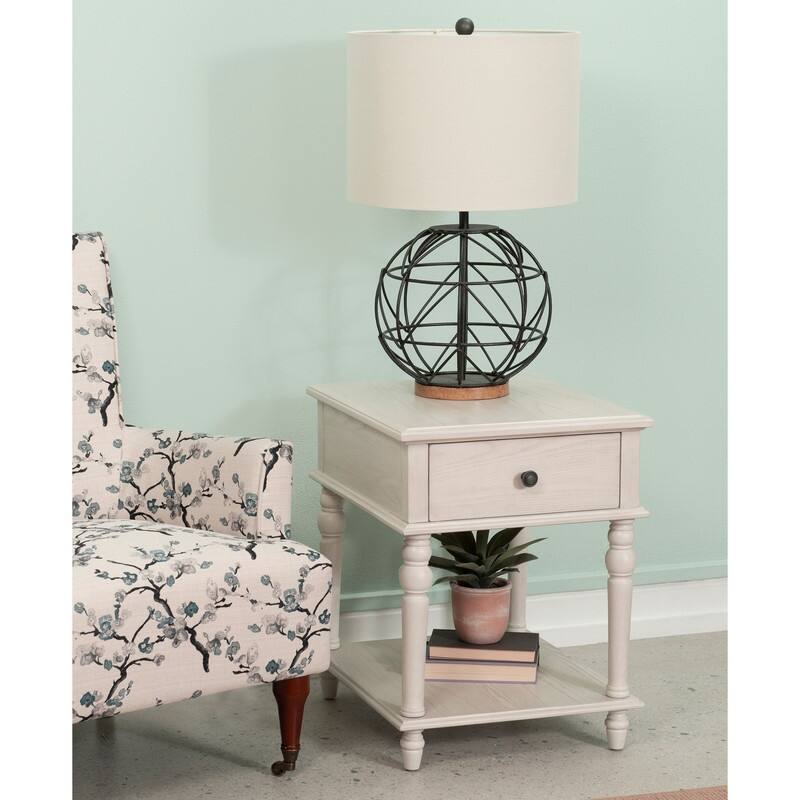 Linon Jowin Classic Wood Side Table with Storage