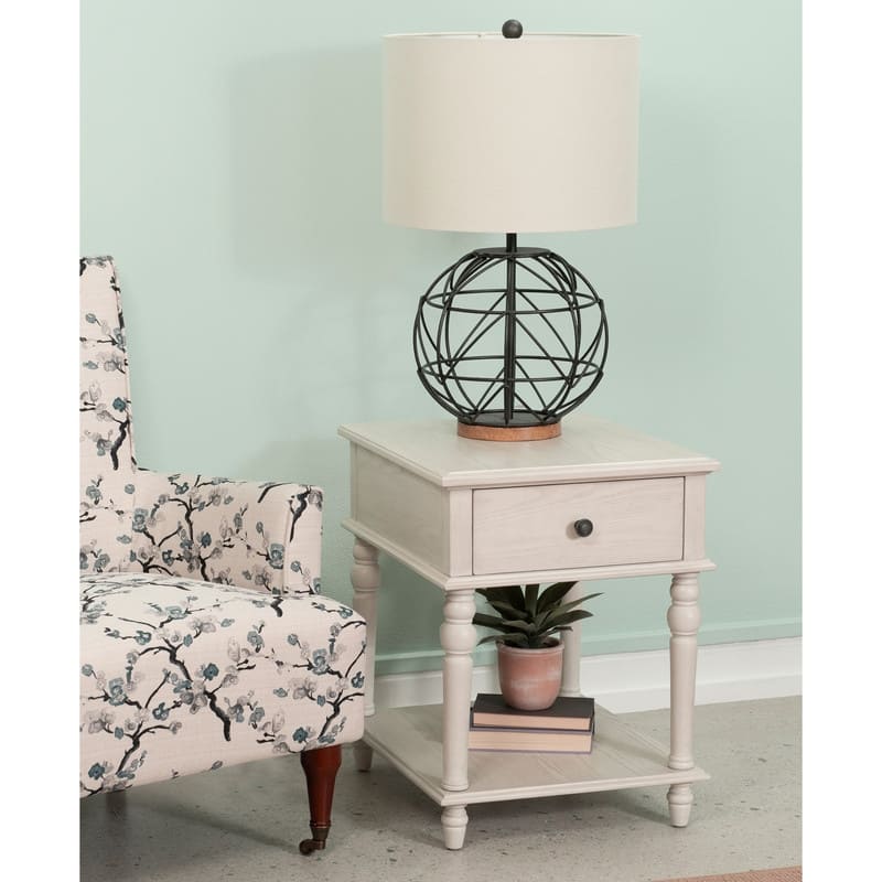 Linon Jowin Classic Wood Side Table with Storage