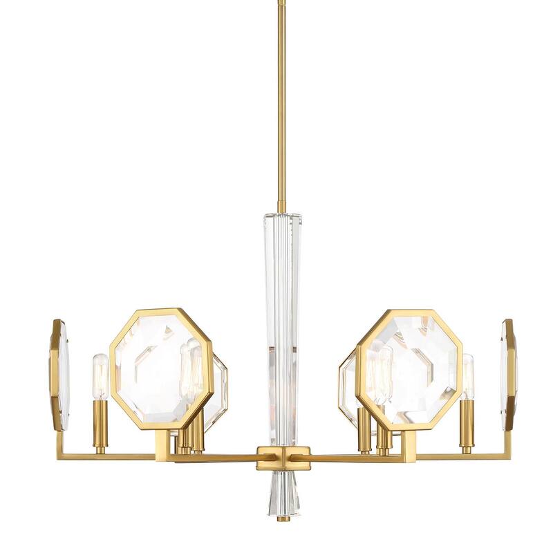 Savoy House 1-2216-6 Leighton 6 Light 28" Wide Crystal Chandelier - Warm Brass