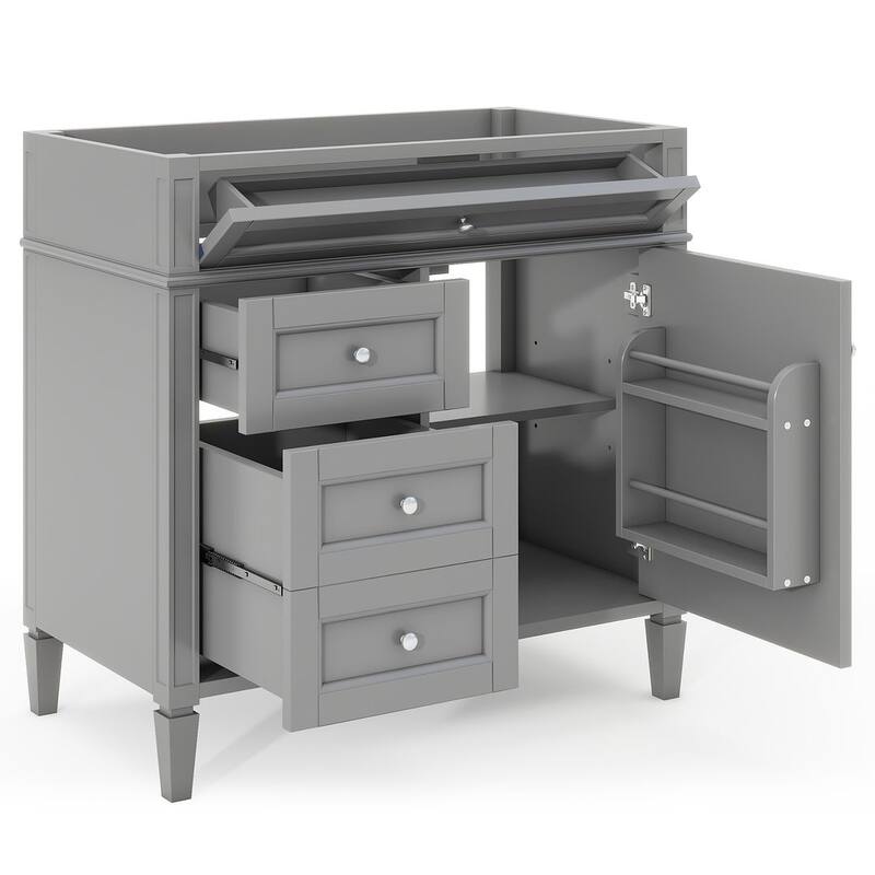 36" Modern Bathroom Vanity with Sink and Medicine Cabinet,2 Soft Closing Doors and 4 Drawers