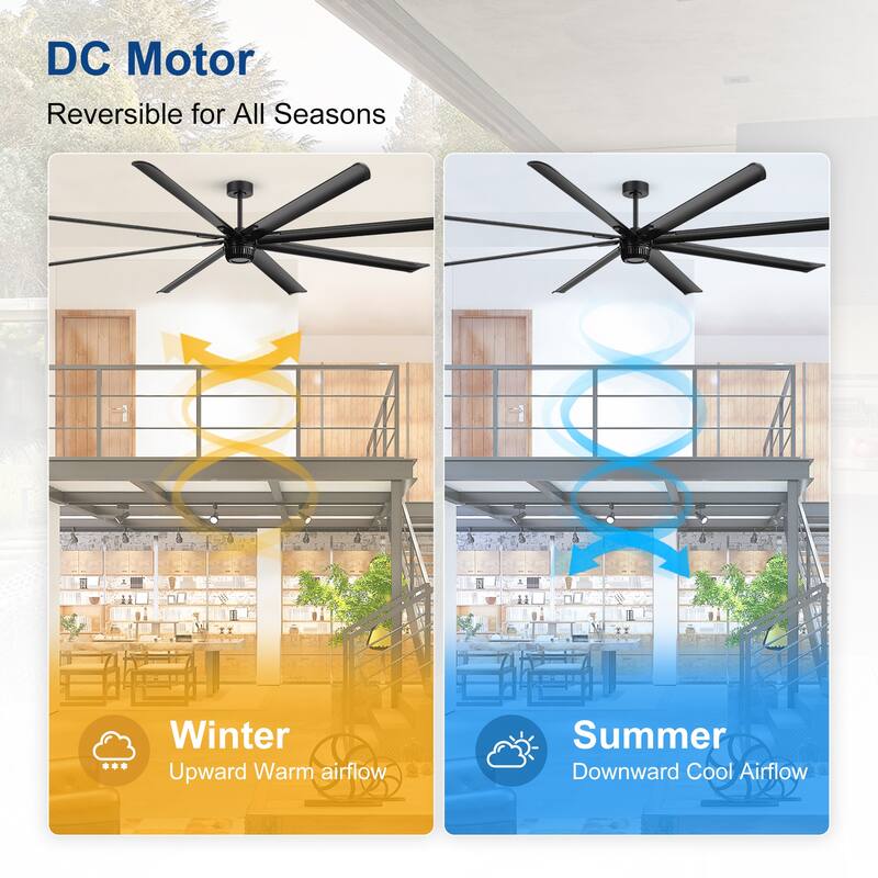 72"/84"/96"/100"/120" Extra Larger HVLS Commercial Ceiling Fan with Remote and Aluminum Blades