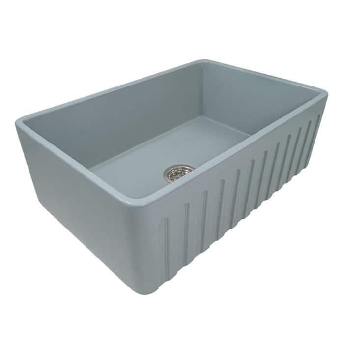 Ruvati 30 x 20 inch Fireclay Reversible Farmhouse Apron-Front Kitchen Sink Single Bowl - Horizon Gray - RVL2100GR