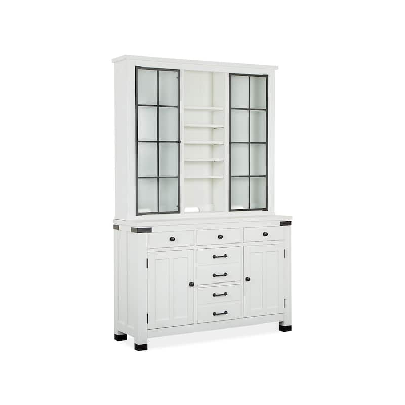 Magnussen Home Harper Springs Silo White Server With Hutch - 54''W x 18''D x 86.5''H - 54''W x 18''D x 86.5''H - Silo White