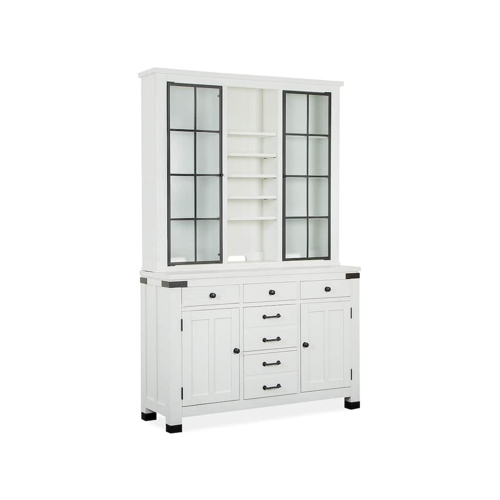 Magnussen Home Harper Springs Silo White Server With Hutch - 54''W x 18''D x 86.5''H