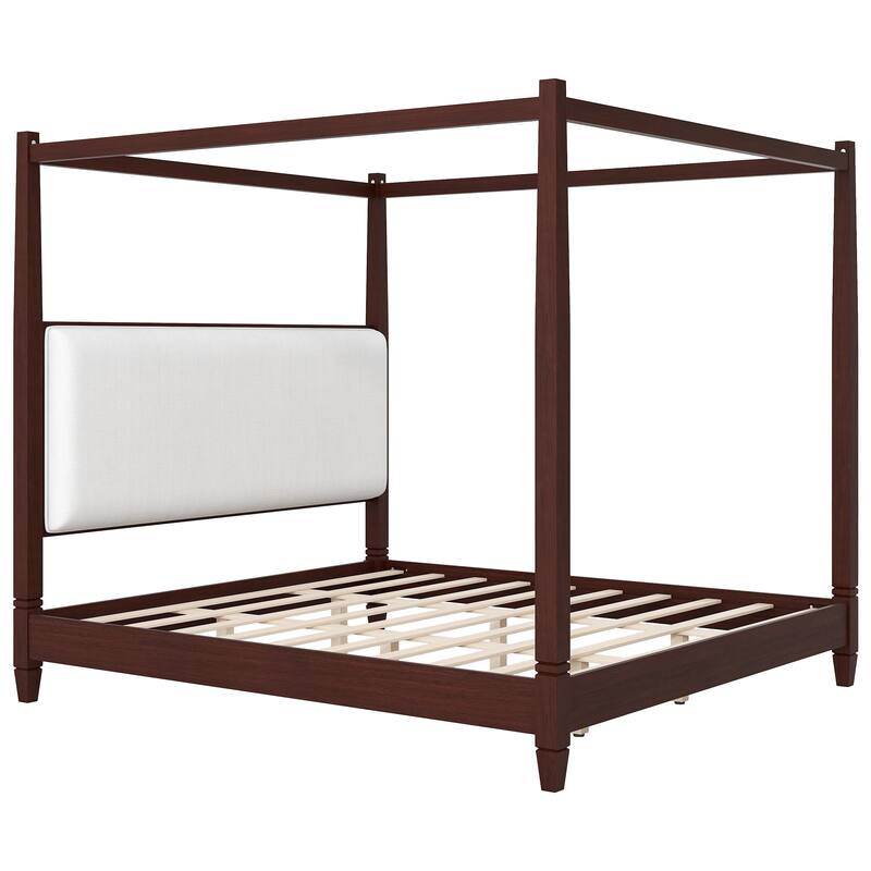 Canopy Platform Bed with Upholstered Headboard by Harper&Bright Designs