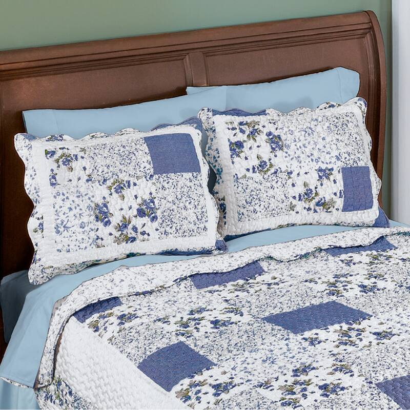 Hadley Floral Patchwork Pillow Sham - Blue