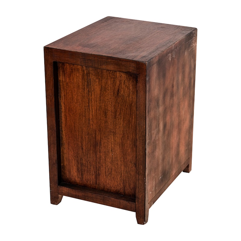 Rustic Dark Brown Solid Wood 2-Drawer Nightstand Bedside Table