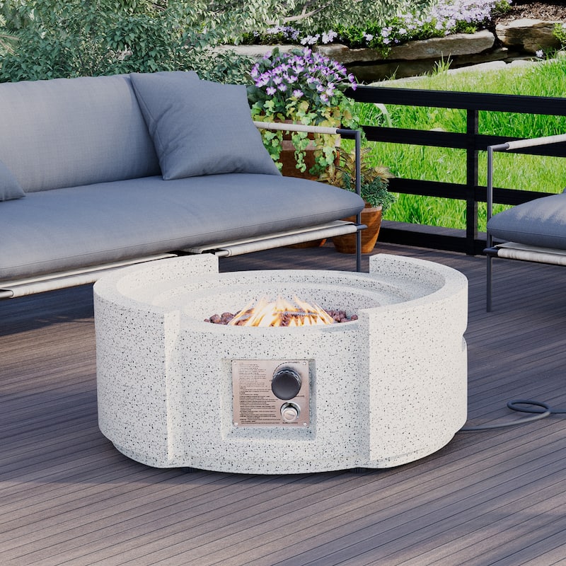 Semicircle Terrazzo Outdoor Firepit with Wind Guard
