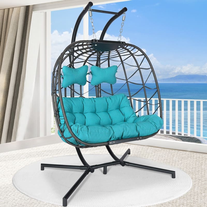 FINCATI Outdoor Double Egg Chair, 700 lbs Indoor Double Egg Chair Swing, Oversized Swing Chair, Cozy Hanging Egg Chair