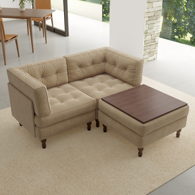 Oversized Sofa Corduroy Tufted Modular Sectional Set