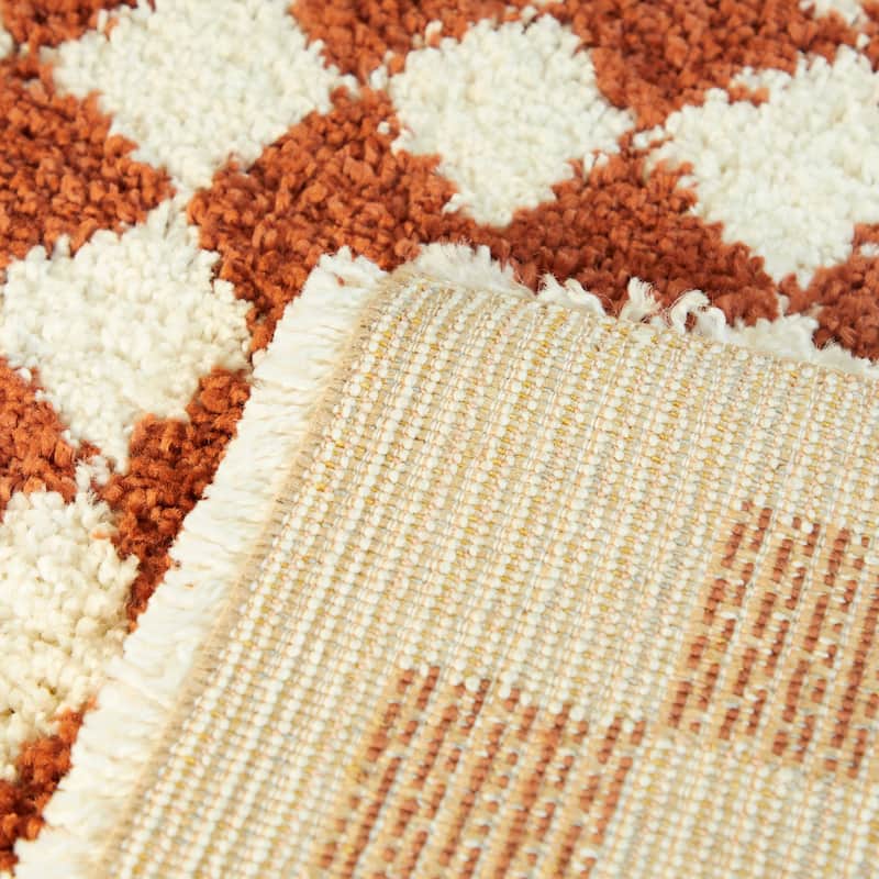 Covey Plush Checkered Thick Shag Area Rug