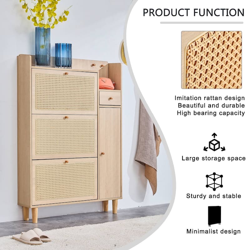 Modern Minimalist Storage Cabinet,Japanese Rattan Shoe Cabinet, Bed Top Cabinet,Small Home Furniture