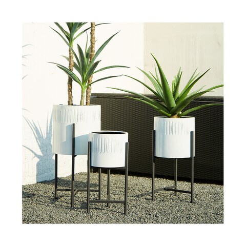 Glitzhome Modern Metal 3-piece Plant Stand Set