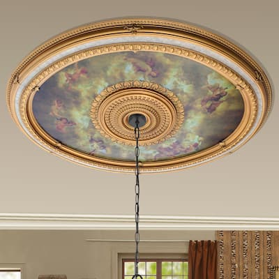 Classical Large Oval Chandelier Ceiling Medallion 79 inches - Multi