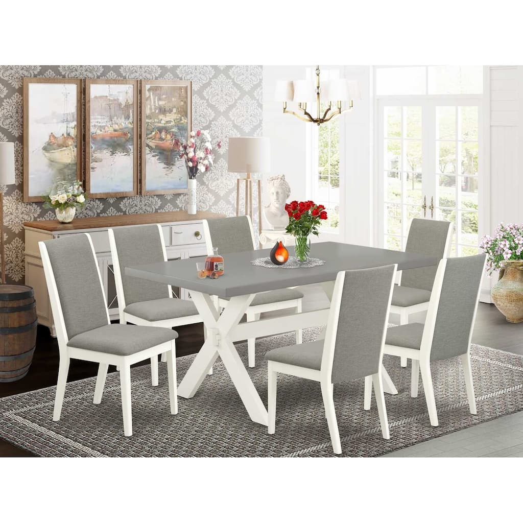 HomeStock 7-Piece Natural Oak Finish Solid Wood Top Dining Table with 6-Chairs