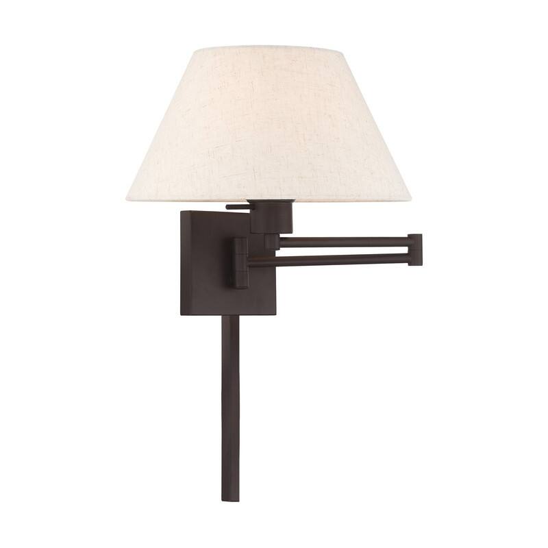 Livex Lighting 1-Light Oatmeal Shade Swing Arm Wall Lamp, 40038