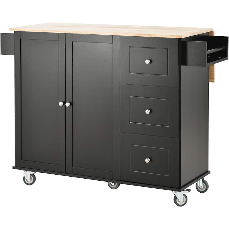52.7 Inch Width Rolling Mobile Kitchen Island with Locking Wheels