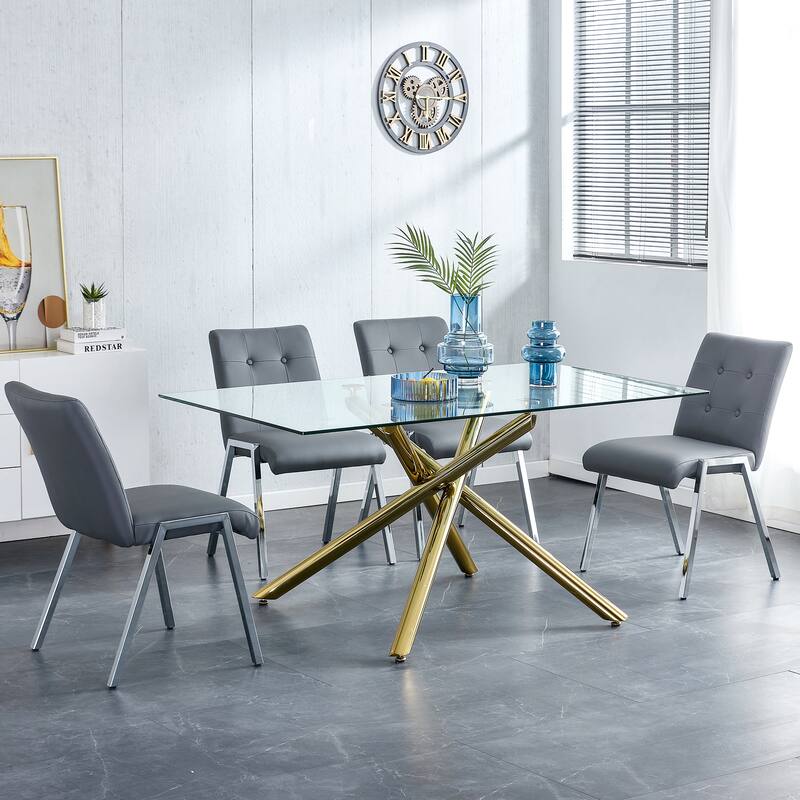 Armless High Backrest Dining Chair with Electroplated Metal Legs