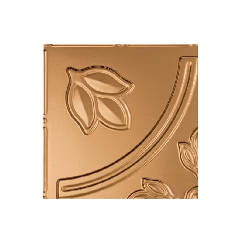 FASÄDE Traditional Style 5 Decorative Vinyl 2ft x 4ft Glue Up Ceiling Panel in Polished Copper (5 Pack) - 12in x 12in Sample - Polished Copper