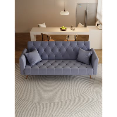 2 Seater Couch with Adjustable Backrest, Convertible Sleeper Sofa Bed for Living Room, Velvet Upholstered Armsofa