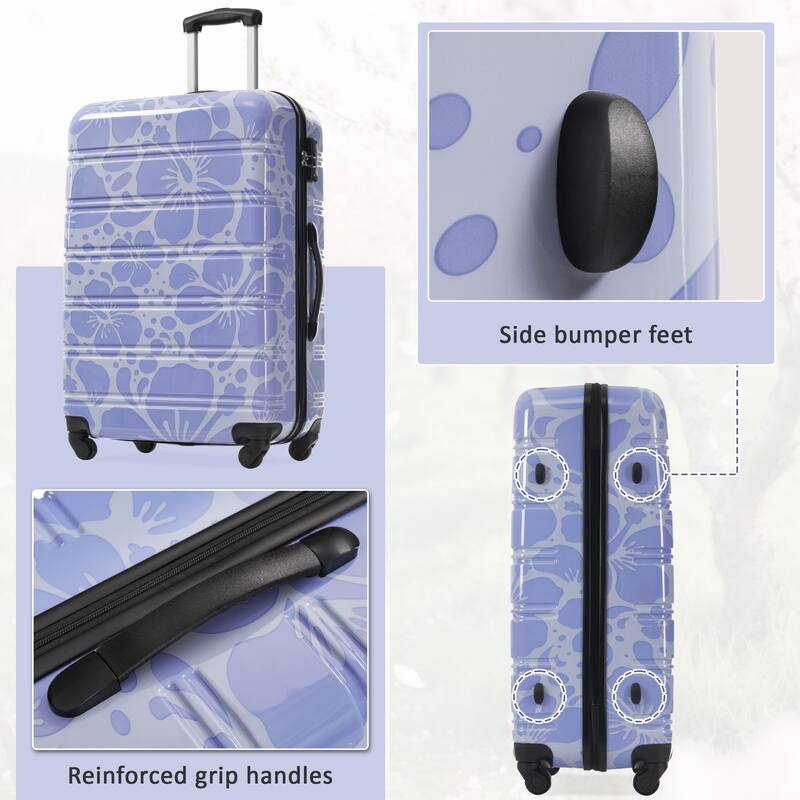3-Piece, Modern Luggage Sets, Lightweight Luggage with Silicone Handles and Combination Lock, for Boarding Travel, Blue