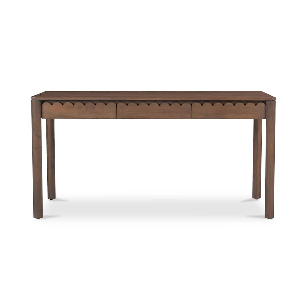 NADAAL STUDIOS Thalen Desk, Mango Wood with Sculptural Round Legs, Vintage Brown