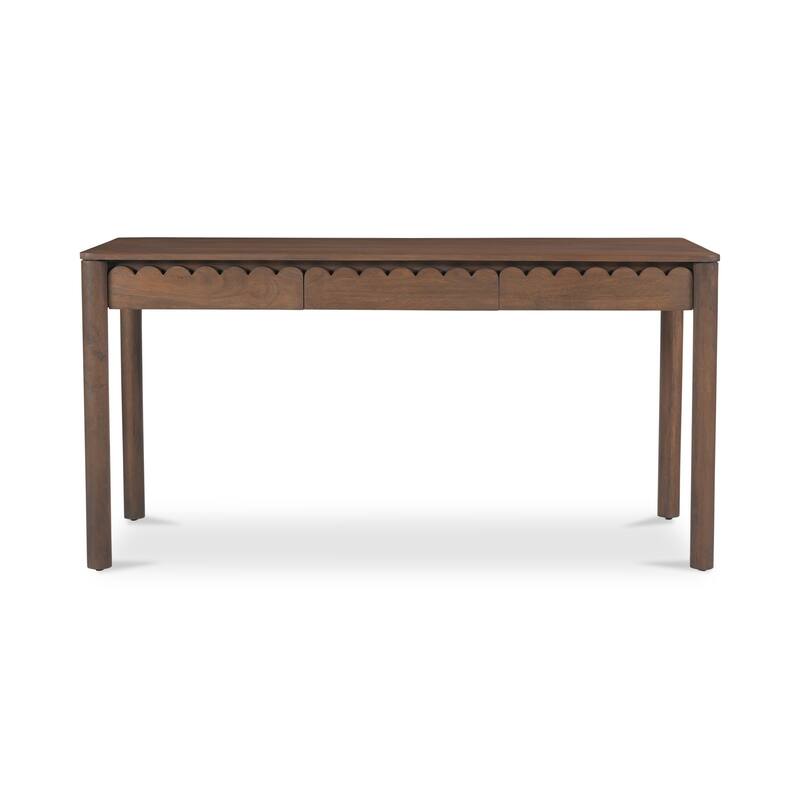 NADAAL STUDIOS Thalen Desk, Mango Wood with Sculptural Round Legs, Vintage Brown