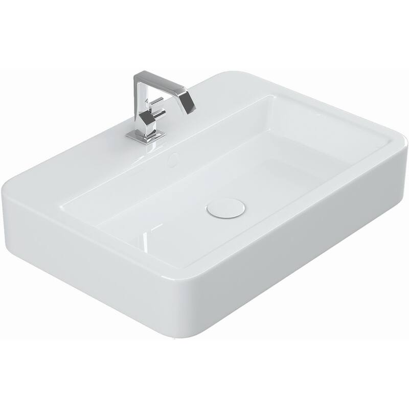 WS Bath Collections Contour 23-3/5" Ceramic Single Hole Wall Mounted - Gloss White