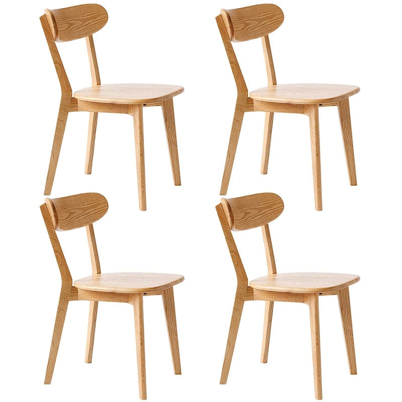 Wood Dining Chairs, Solid Oak Wood Chairs w/ Backrest & Seat - Oak - Set of 4