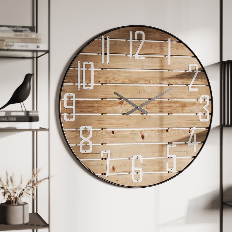 Lorena Round Wood Farmhouse Wall Clock - 33"H x 33"W x 1.25"D