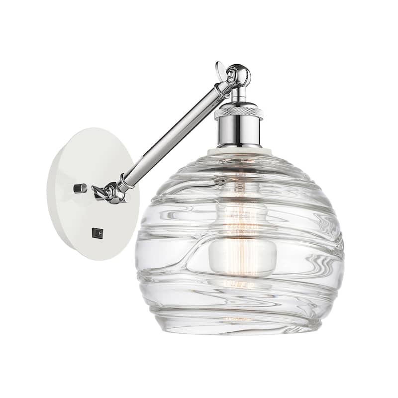 Innovations Lighting 317-1W-14-8 Athens Sconce Athens 14" Tall Wall - White and Polished Chrome / Clear Deco Swirl