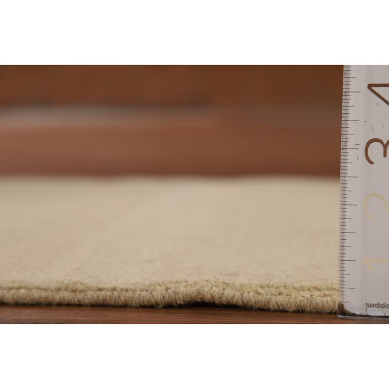 Gabbeh Modern Rug Hand-Knotted Solid Beige Wool Carpet - 2'1"x 2'10"