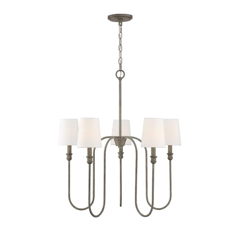 Meridian M10077 5 Light 27" Wide Chandelier with Fabric Shade