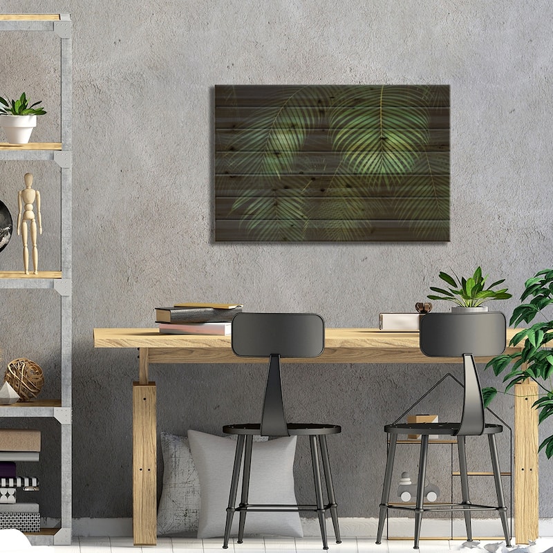 Palm Leaves Print On Wood by Dennis Frates - Multi-Color