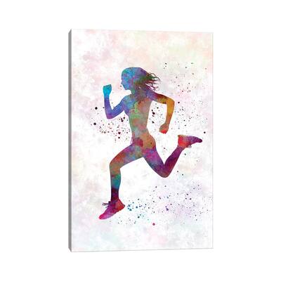 iCanvas "Woman Runner Running Jogger Jogging Silhouette 01" by Paul Rommer Canvas Print
