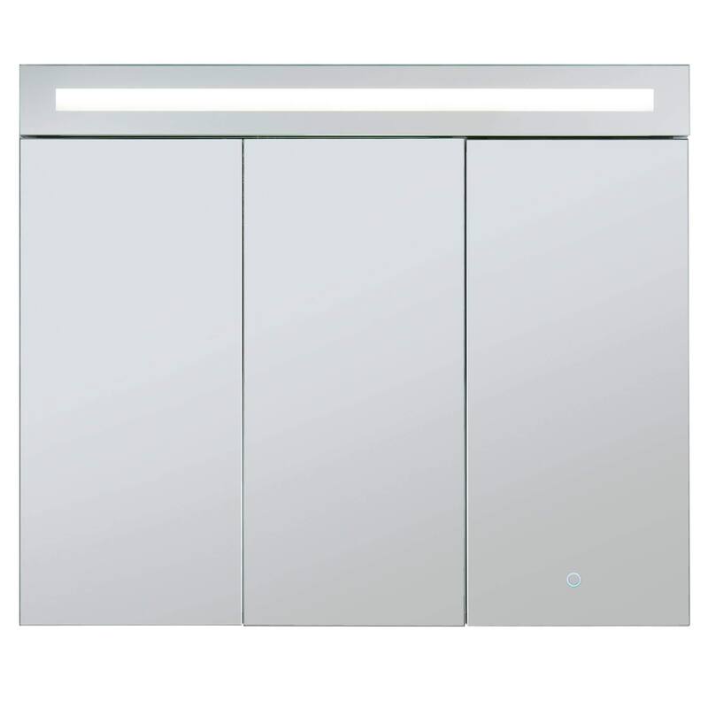 Bathroom Medicine Cabinet, Aluminum, Recessed/Surface Mount, Mirrored Interior w/LED