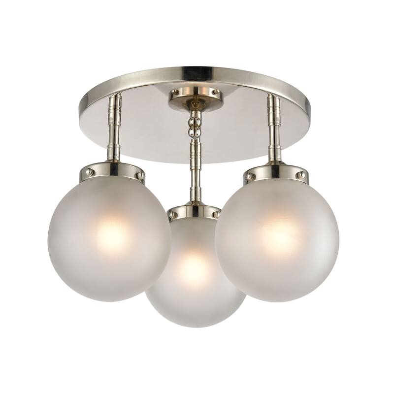 Elk Home Boudreaux Polished Nickel Glass 3 Light Semi Flush Mount