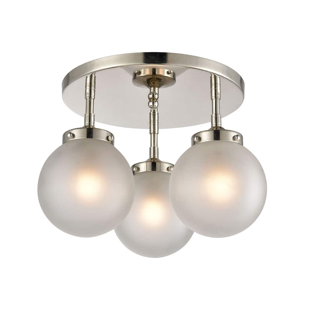 Elk Home Boudreaux Polished Nickel Glass 3 Light Semi Flush Mount