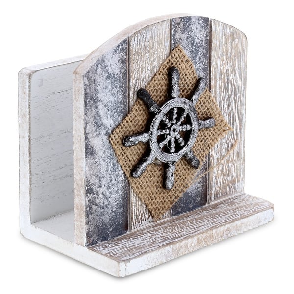 slide 2 of 7, CoTa Global Silver Sea Nautical Wooden Napkin Holder - Handmade - 4.8″Lx4.5″Wx3.1″H