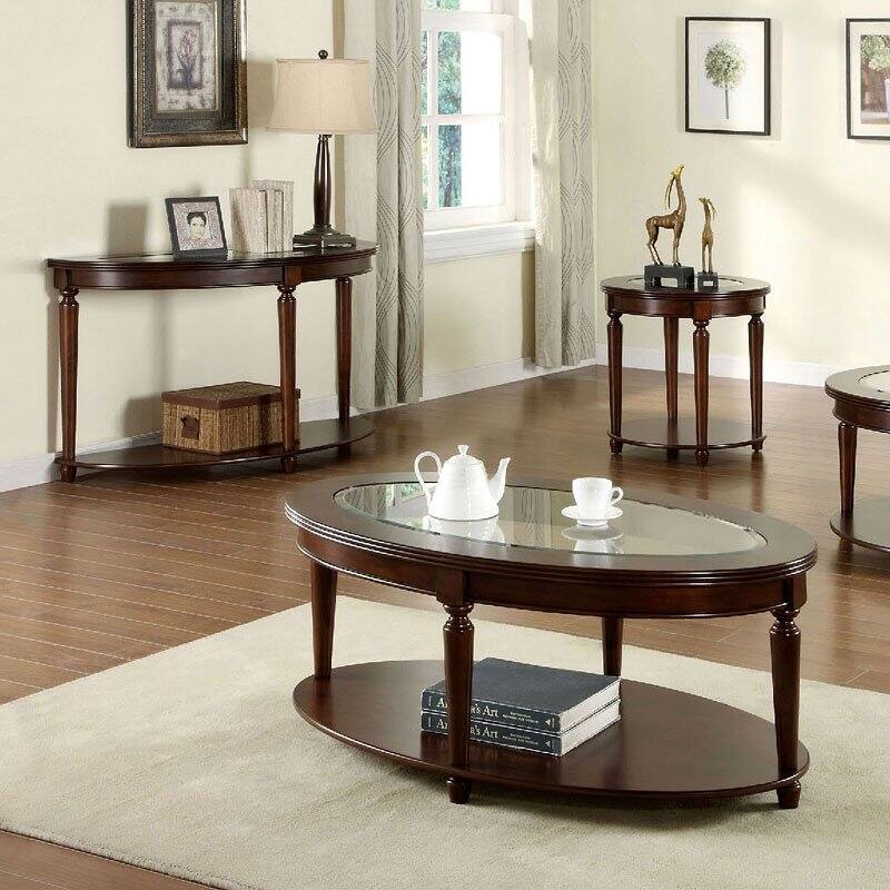 Coffee Table Open Bottom Shelf Beveled Glass Top